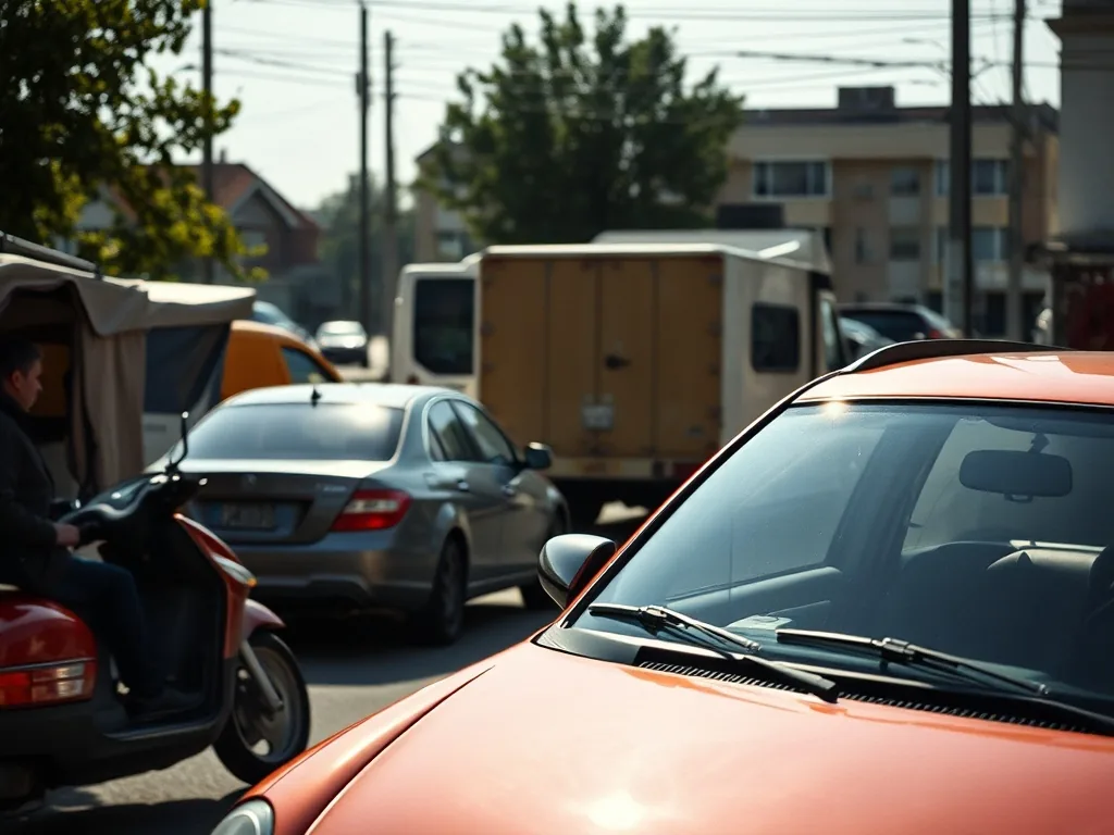 Vue arrière d'un siège de voiture avec une écharpe de supporter et un billet de match posé sur le tableau de bord, la route