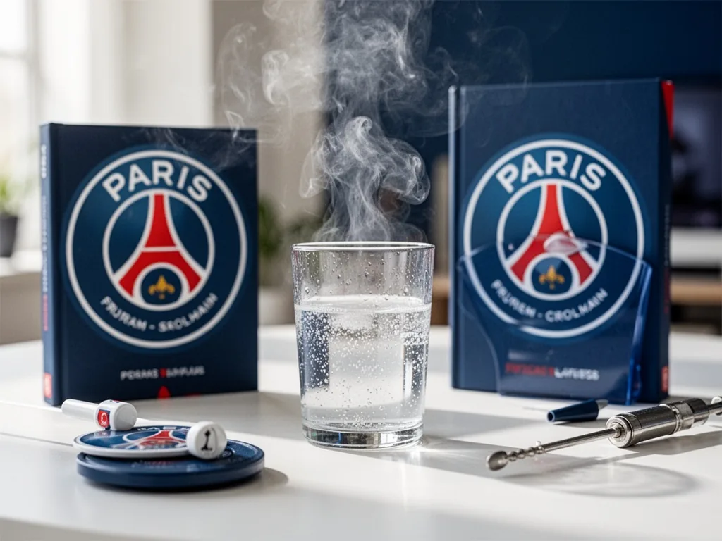 Ambiance électrique au stade Vélodrome pendant un Classique OM-PSG, fumigènes et tifos dans le virage des supporters